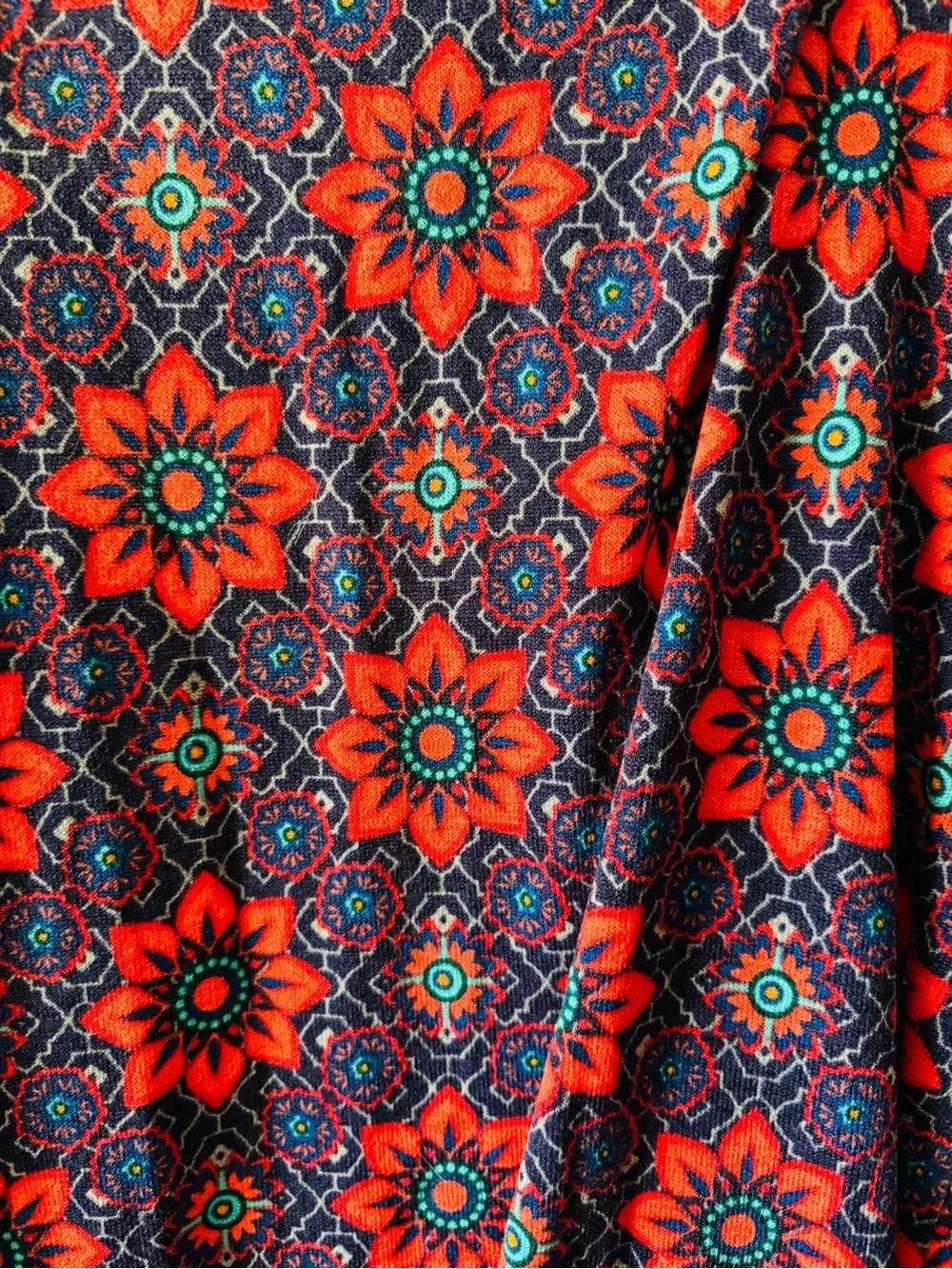 LuLaRoe Floral Open-Front Cardigan in Red & Blue